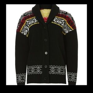 The Kooples Black and Red Patterned Cardigan